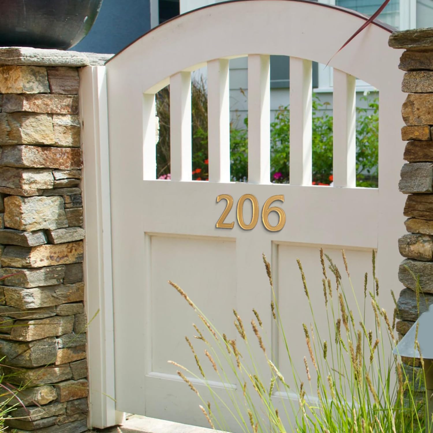 HASWARE 4-Inch Self-Adhesive House Number - Waterproof and Weather-Resistant - Easy Installation for Home Mailbox Post Door (Gold, 9)