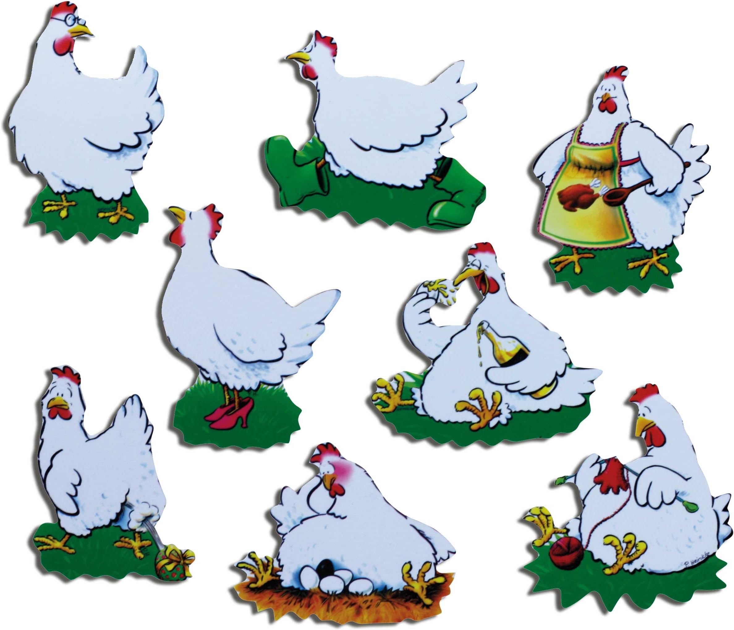 Chicken magnets - set of 8 fridge magnets with motif: Spirited Chickens for magnetic memo board magnet pin board whiteboard planning board notice board - Original magnets from GUMA Magneticum
