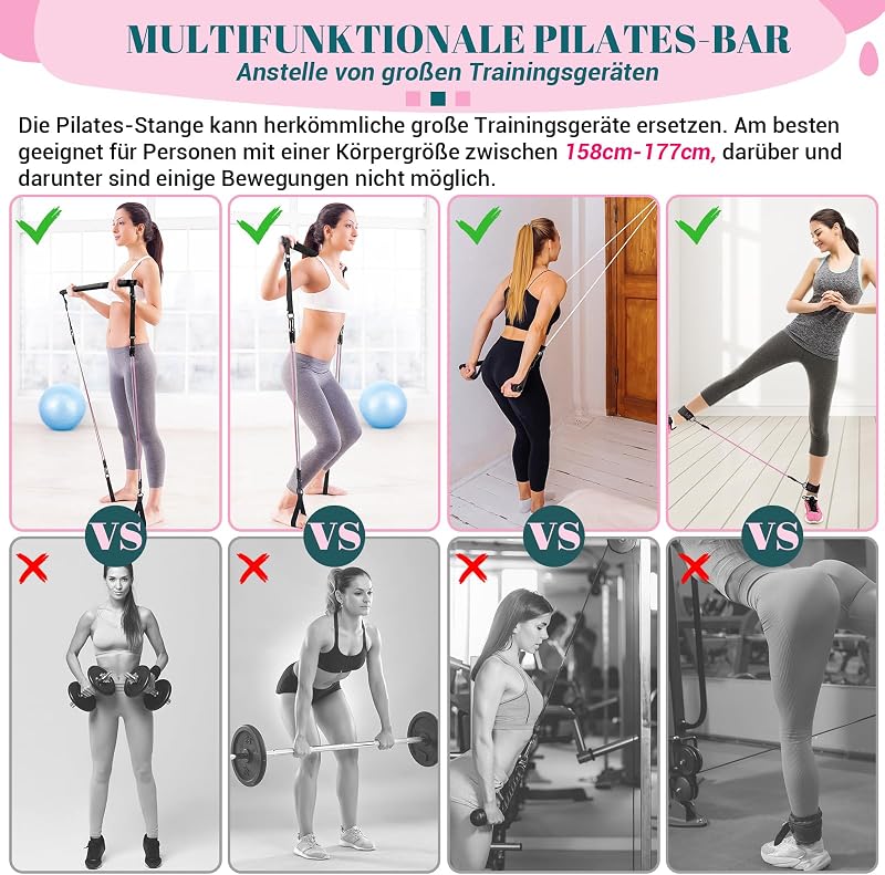 Paleclouds Pilates Rúd 3 Ellenállásgumival Otthoni Edzéshez