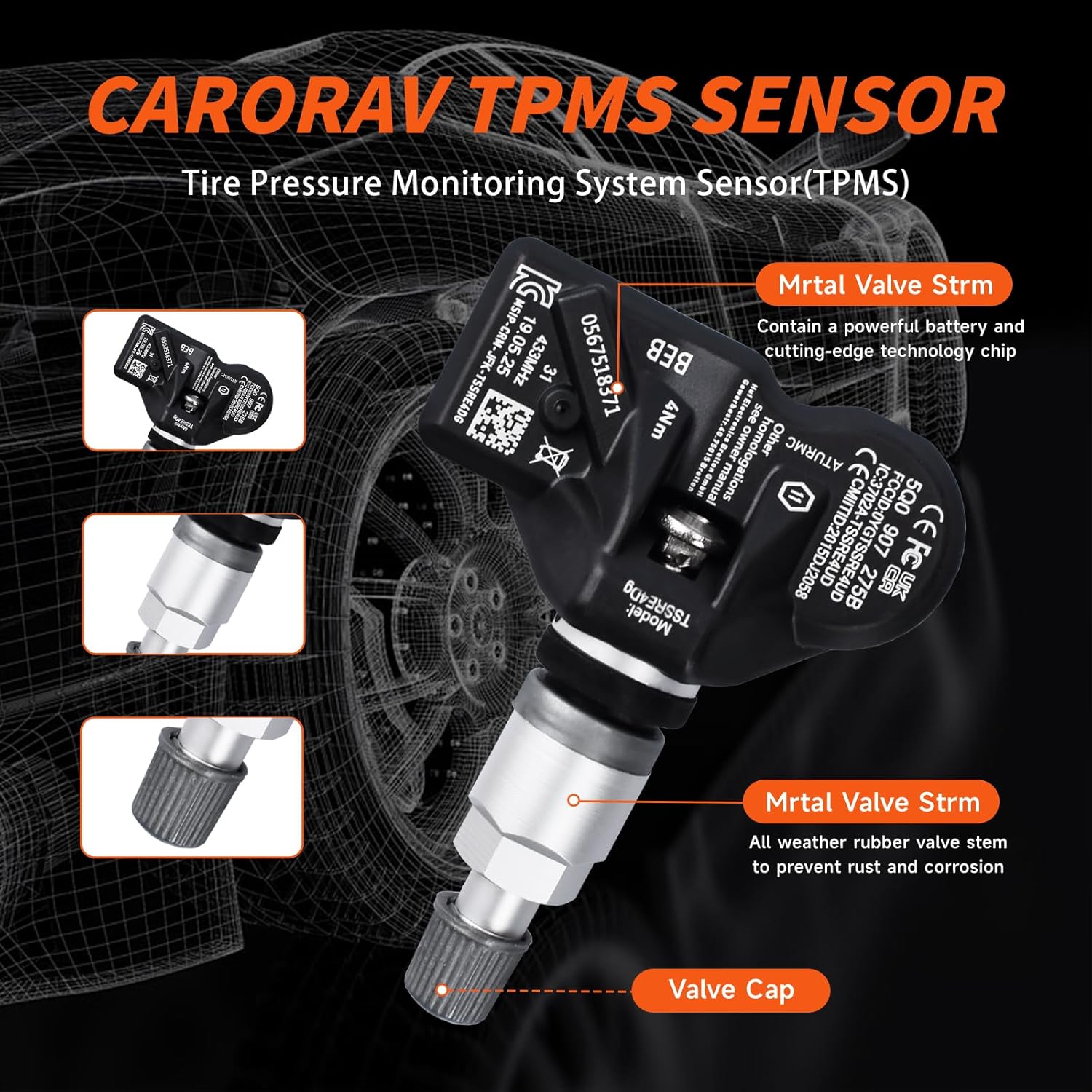 Set of 4 TPMS Tire Pressure Sensor 315MHZ Compatible with Volkswagen Touran Lingdu Tiguan L Magotan Arteon Phideon Teramont Polo Touareg Kaitu Audi Q5L A6 A4 A5 Q7 A3 RS5 Replaces# 5Q0907275B