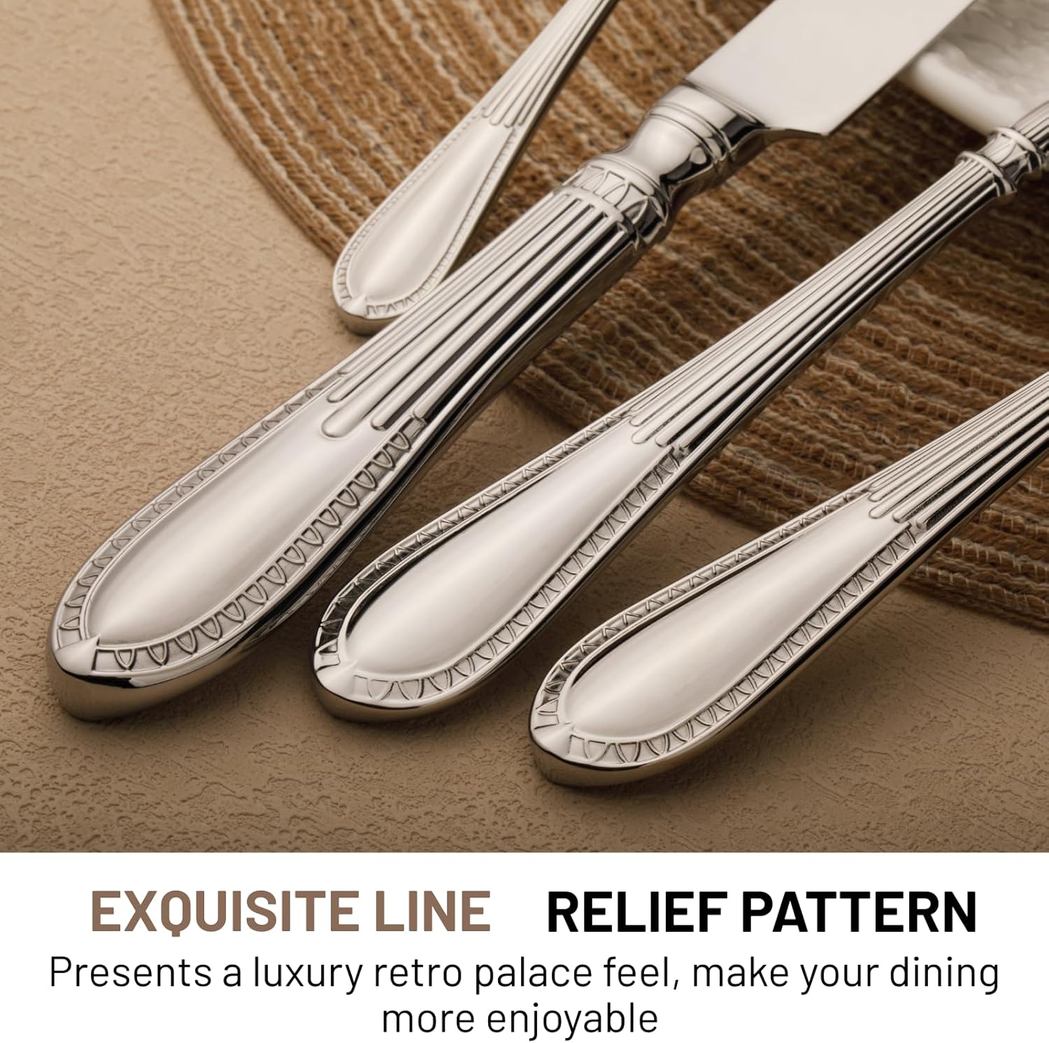 VIVANI 16-Piece Silverware Set for 4, 18/10 Stainless Steel Heavy Duty Flatware Set with Steak Knives, Mirror Polished Fork and Spoon Set for Everyday Use, Wedding & Party Gift, Dishwasher Safe