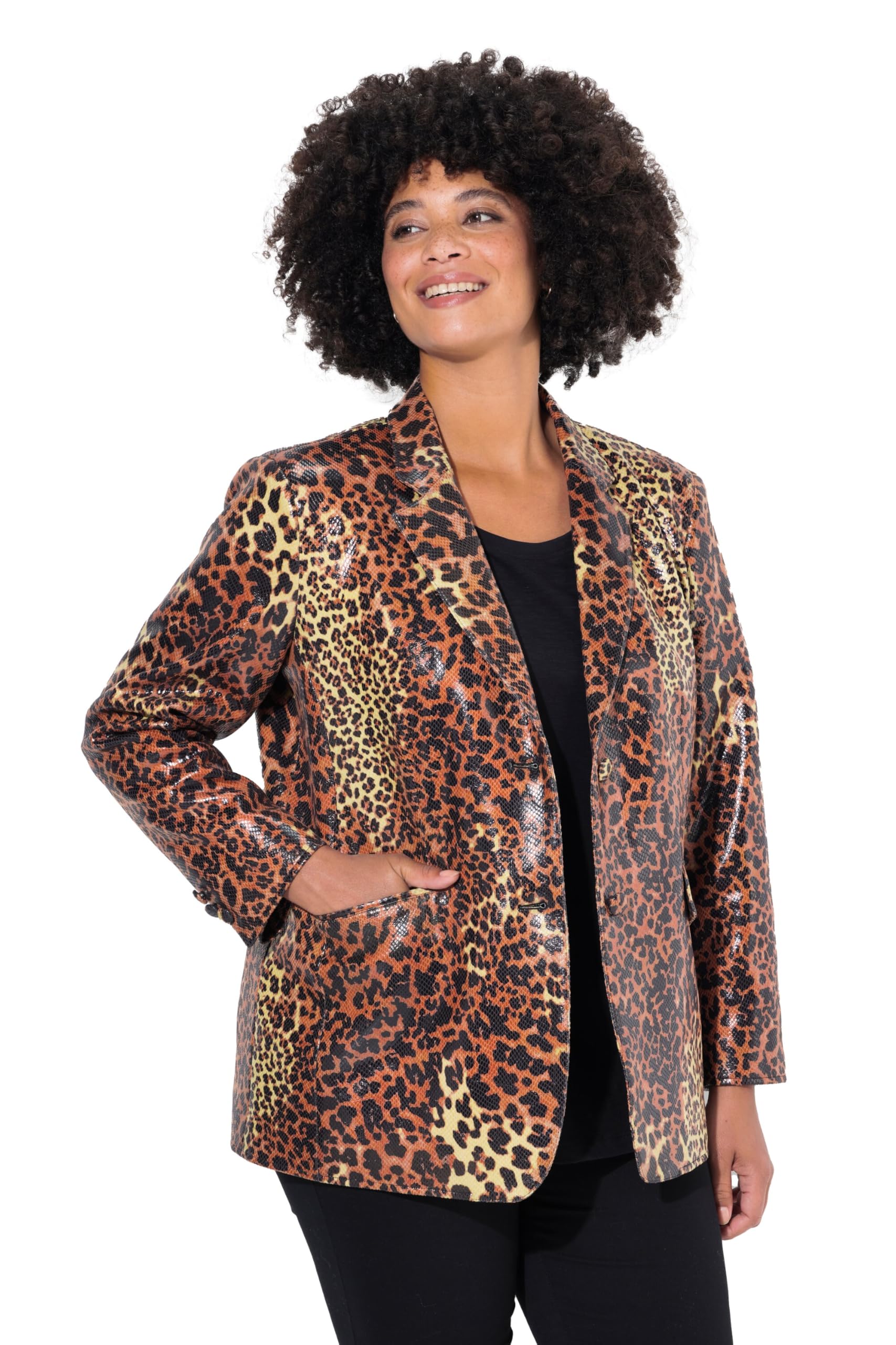Angel of Style Damen große Größen Übergrößen Plus Size Blazer, Fitted Fit, Leo-Muster, Langarm 835938