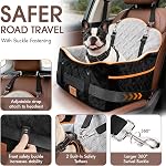 GINMIC Dog Car Seats for Small Medium Dogs up to 35 lbs – Dog Booster Car Seat with 5.3-Inch Memory Foam, Dual Safety Leashes, Detachable Washable Cover & Storage Pockets, Soft Travel Dogs Bed (Black)