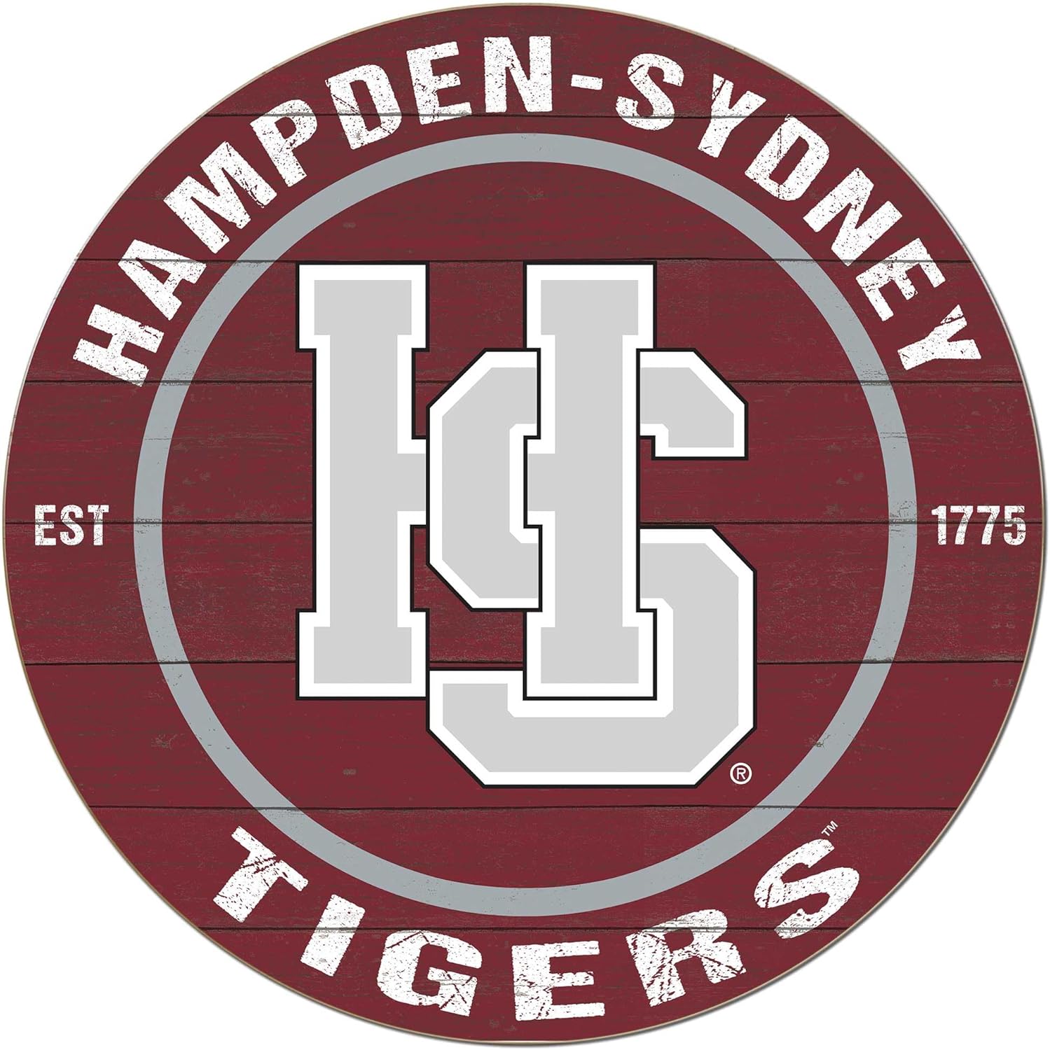 KH Sports Fan Hampden-Sydney College Tigers Colored Circle Sign, 20x20 Inches, Tigers Decor for Dorm, Fan Cave, Living Room; Display Your Team Spirit with This Hampden-Sydney College Tigers Wall Art