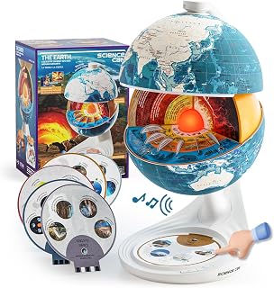 Openable Globe for Children, Interactive World Globe Talking Model with Knowledge & Quiz Mode, Bilingual Stem Toys for Kids, Ideal Birthday Gift for Boys and Girls Age 6-12