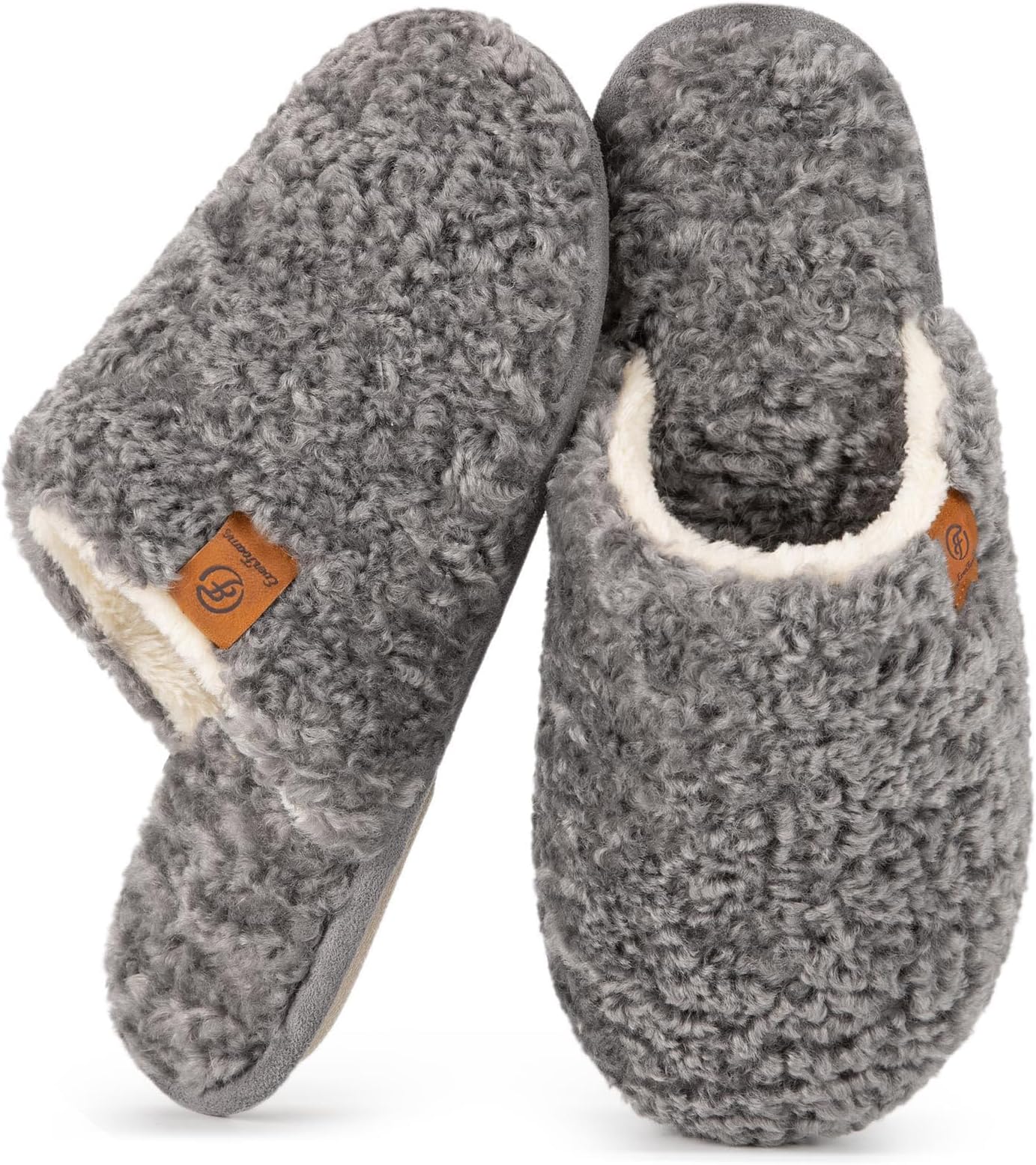 Women's Fuzzy Slip-on Slippers Warm Cozy Soft Lightweight Memory Foam Indoor House Shoes