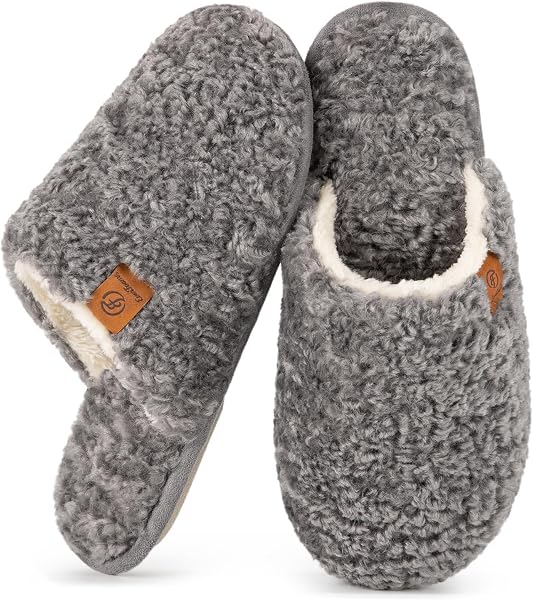 EverFoams Women's Fuzzy Slippers Warm Cozy Memory Foam Indoor House Shoes
