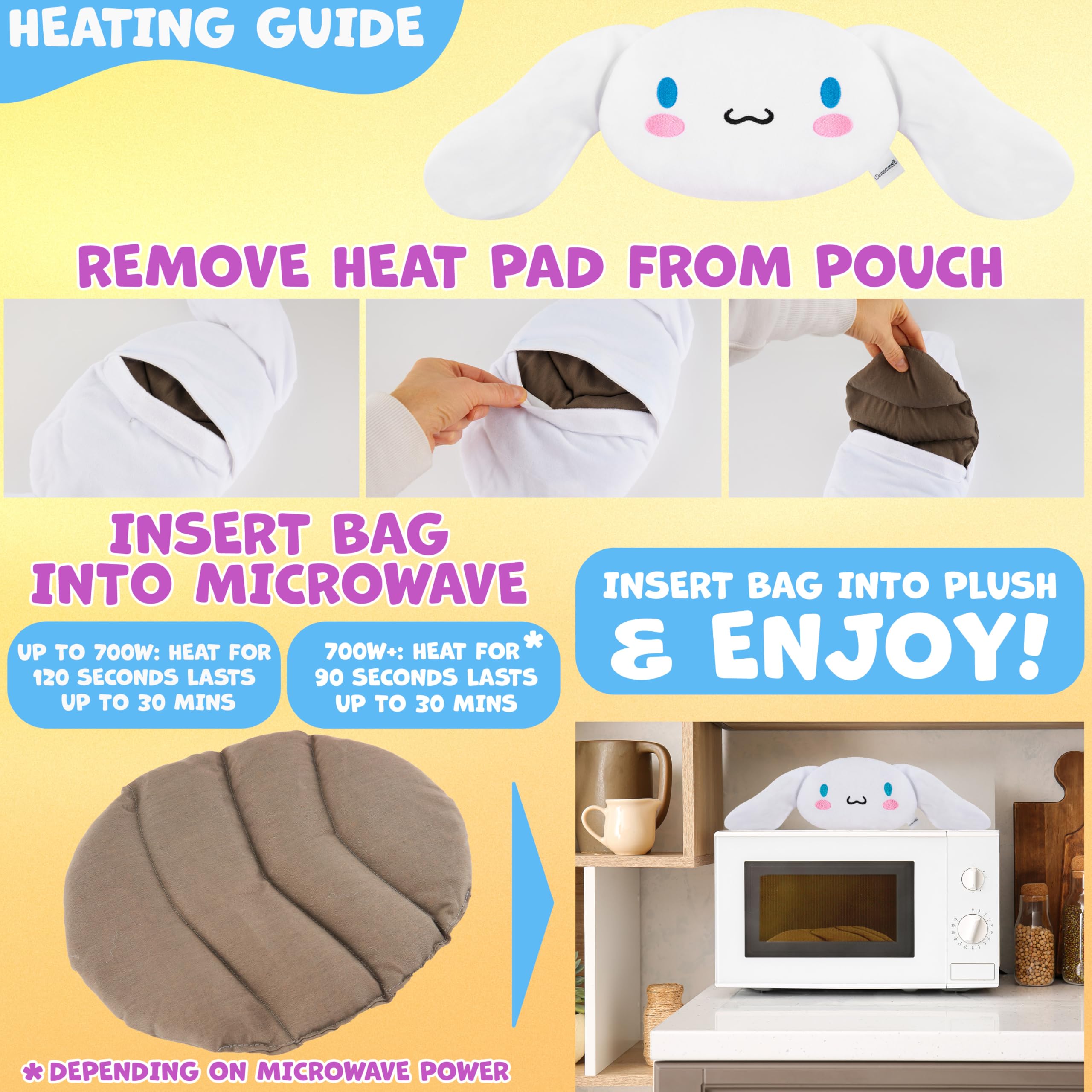 Cinnamoroll Sanrio Riscaldante Microonde, Peluche Termoforo Cervicale e Spalle, Compressa Alleviare Dolori Muscolari e Mestruali Regalo Donna (Bianco Cinnamoroll)