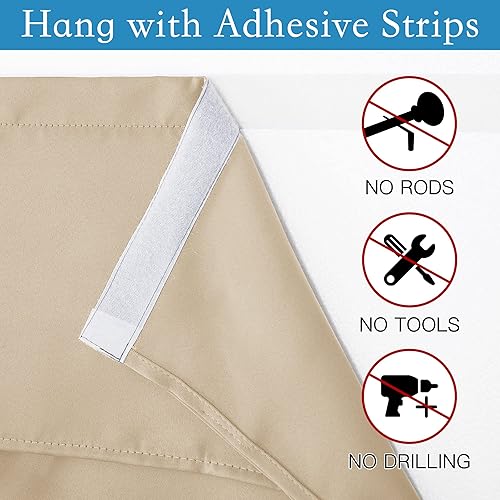 Miniatura 4 de RYB HOME Cortinas opacas para puerta, longitud autoadhesiva, longitud ajustable, cortinas de ventana para puerta Tricia, cocina, baño, comedor,