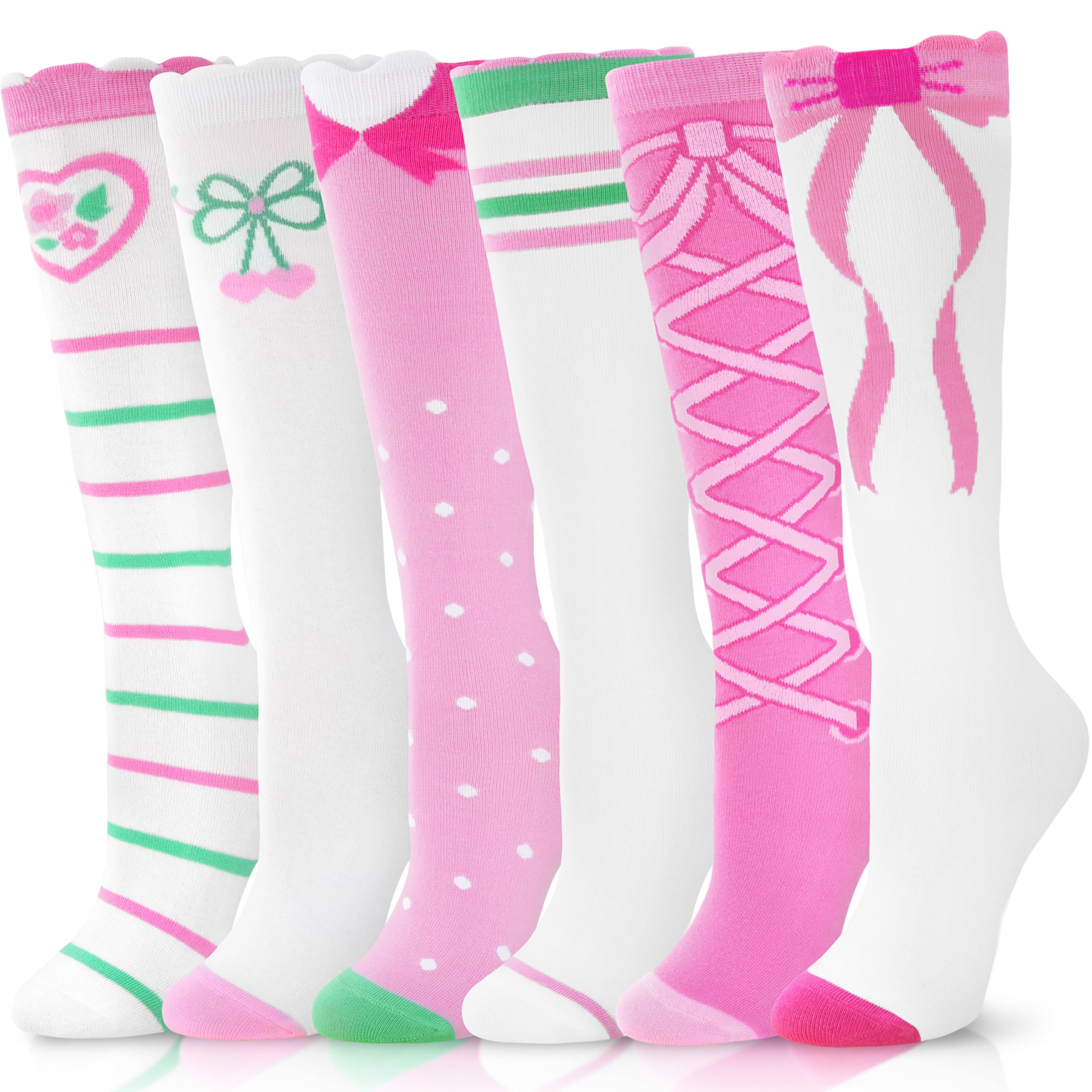 ANTSANG Kids Girls Knee High Socks Long Boot Socks for Child 6 Pairs
