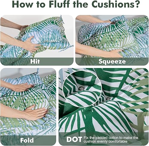 Miniatura 5 de Cojines de repuesto para columpio al aire libre, cojines de banco de jardín suaves con respaldo y lazos, almohadillas de banco antideslizantes,