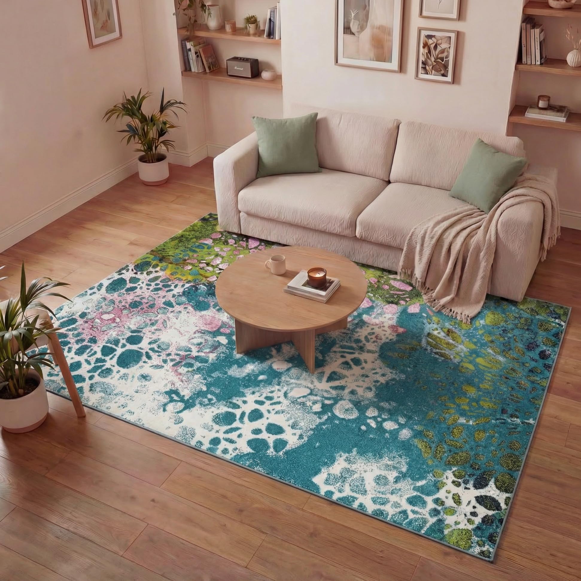 Lord of Rugs Art Colourful Rug for Living Room, Bedroom, Hallway, Nursery Modern Abstract Area Carpet Soft Pile Pictorial Pop Vibrant Multicolours Rug ART103 Blue Medium 120x170 cm (4'x5'6")