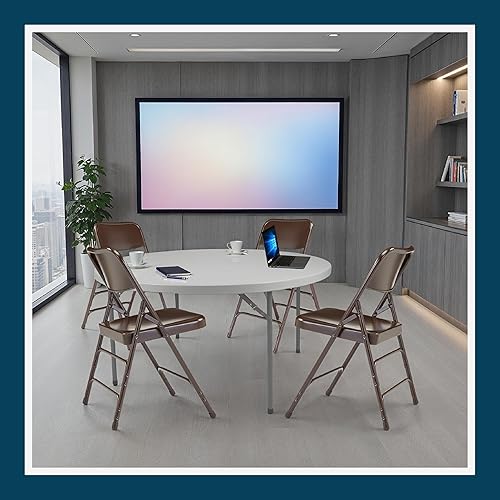 Miniatura 2 de OEF Furnishings Silla plegable de metal de doble bisagra de acero de lujo, marco de acero de calibre 18, diseño de asiento en cascada, capacidad de