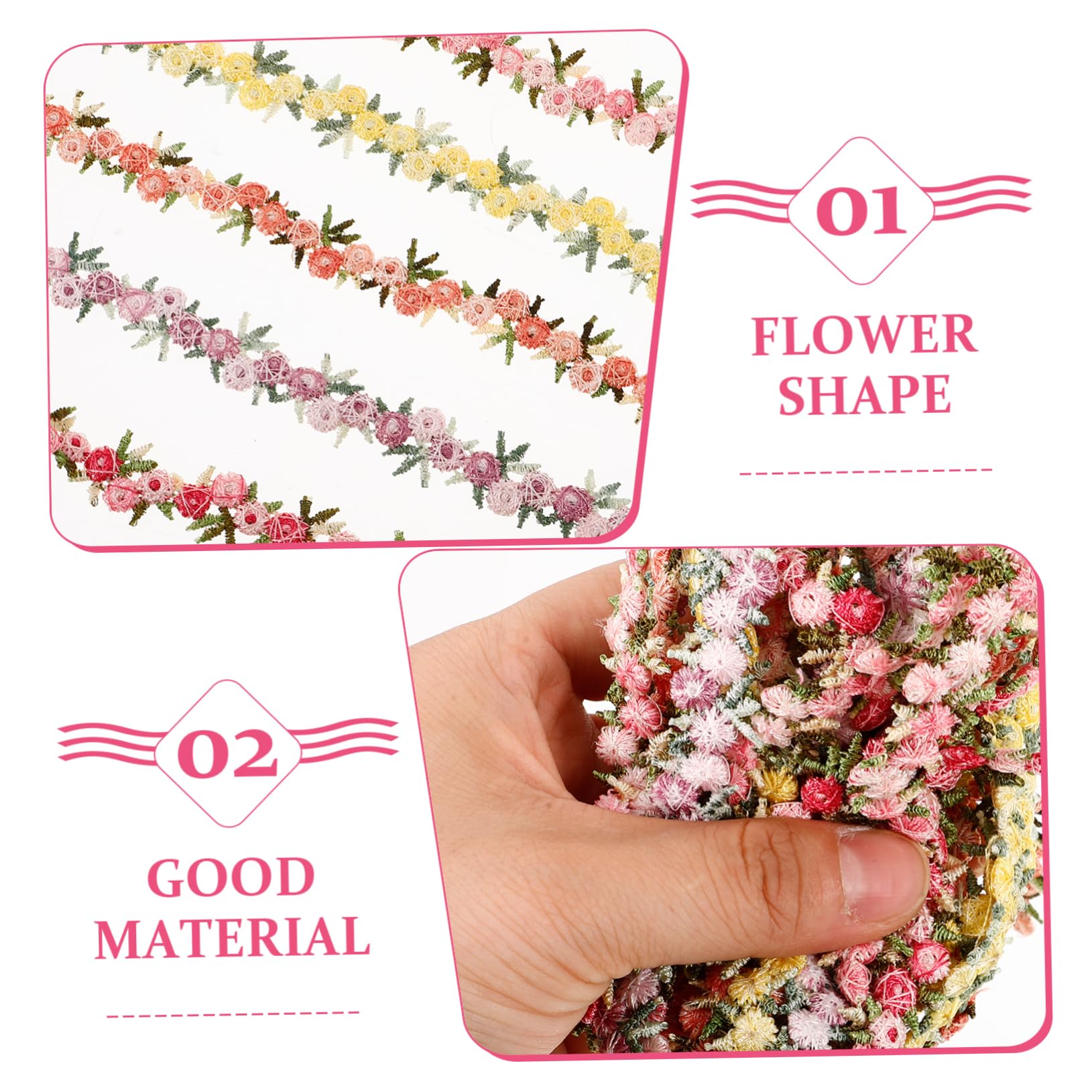 Gadpiparty Ribete De Flecos De Costura Ajuste De Costura Adorno De Encaje Para Coser Cortinas Encaje Floral Nupcial De Coser Recortar Hilo De Poliester 5 Rollos*4