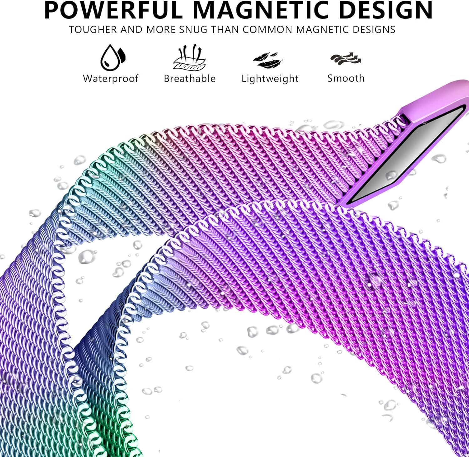 Metal Magnetic Bands Compatible with Samsung Galaxy Watch 8 40mm 44mm/Galaxy Watch 8 Classic 46mm, Mesh Stainless Steel Dressy Wristband with D-Shape Diamond Women - Image 4