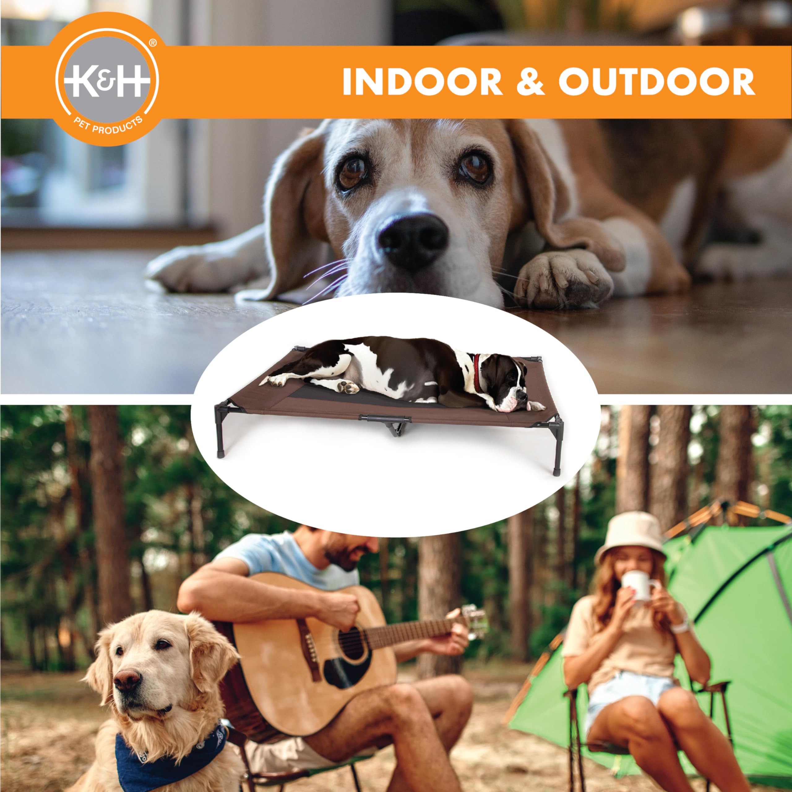 K&H Pet Products Cama elevada para Perros al Aire Libre, Cama de refrigeración elevada con Malla Transpirable Lavable para Perros XL, Cama elevada portátil para Mascotas, Cama Hamaca con Marco de