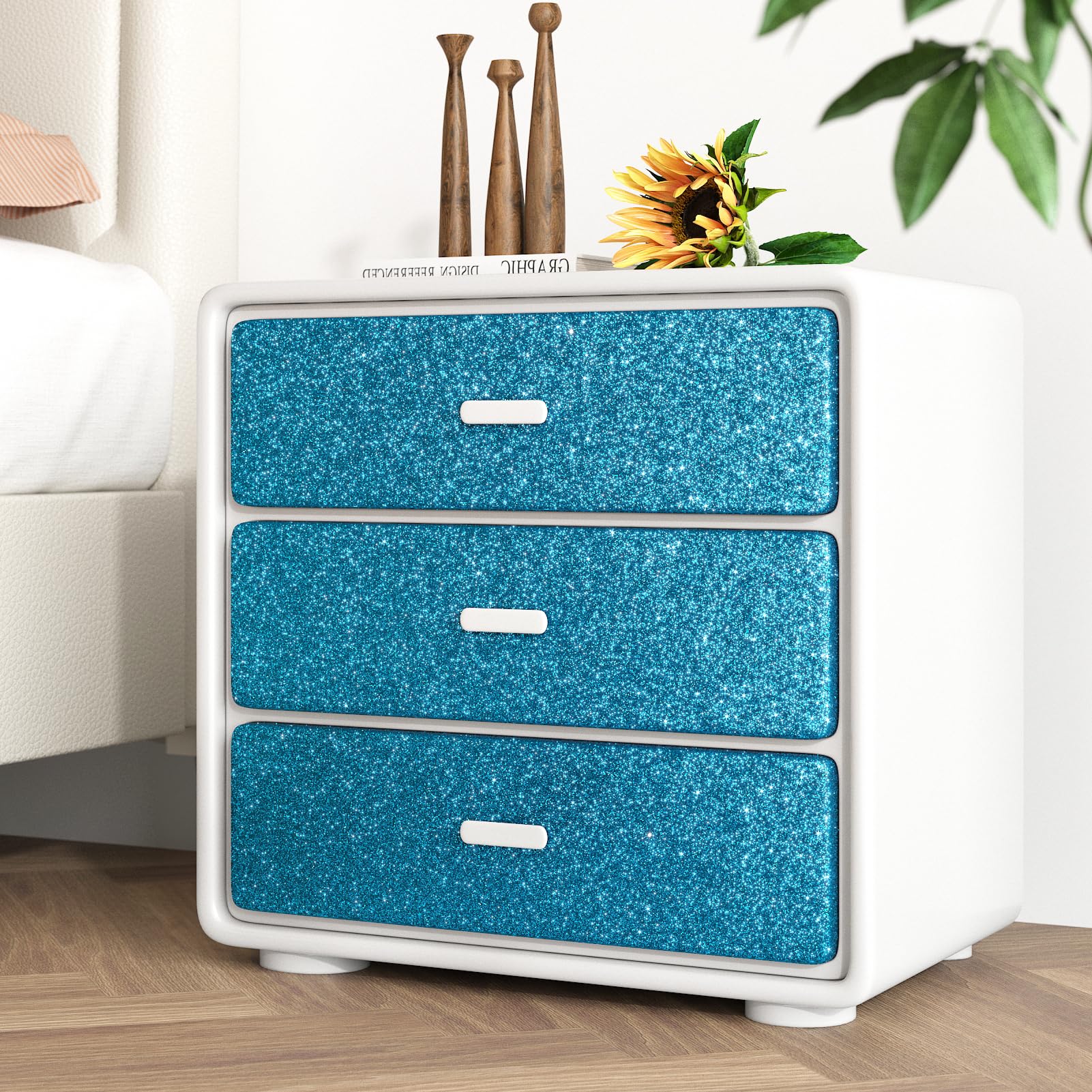 WESTICK Blue Glitter Wallpaper Stick and Peel Aquamarine Chunky Contact  Paper Textured Sparkling Blue Glitter Wallpaper for Bedroom Wall Cabinets  Drawers Showcase Wall Border DIY 15.8" x 394" - Amazon.com