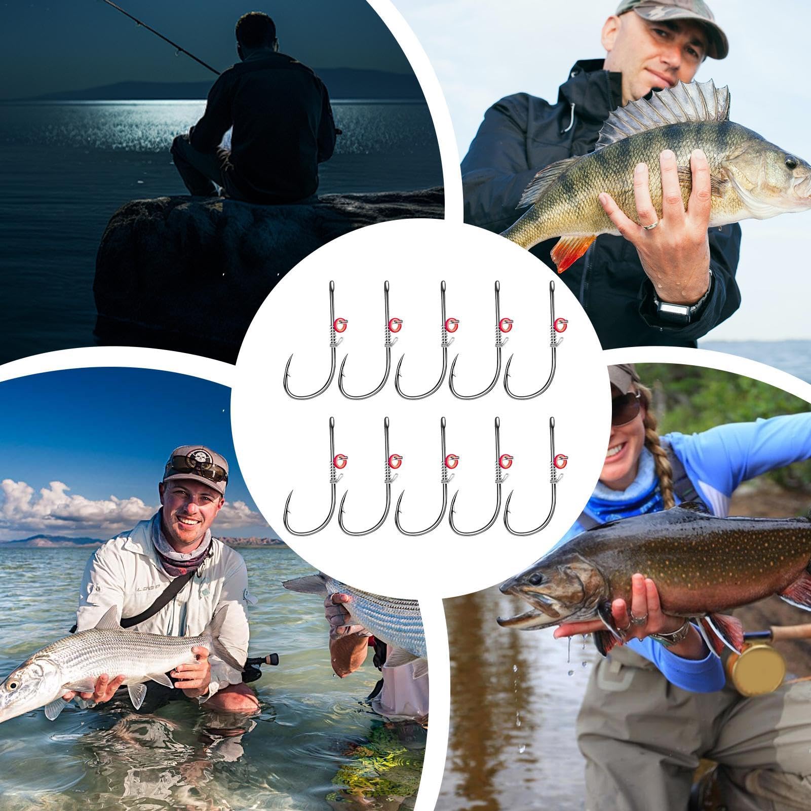 9KM Cerchio Ami Da Pesca 25 ~ 50 Pz Offset Pesca Alla Carpa Esca Viva Ganci Spinati Pesce Gatto Spigola Polpo Ami Da Pesca Affrontare Acqua Salata  18