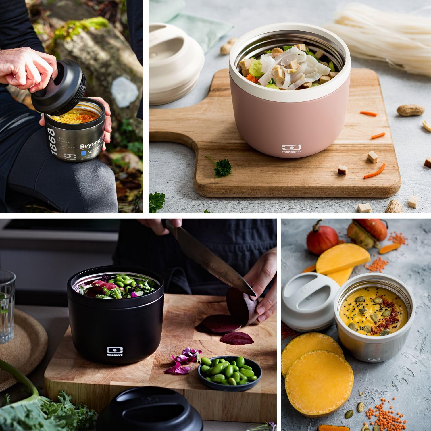monbento - Portapranzo Termico per Alimenti Element rosa Moka- Lunch Box che Mantiene il Pasto Caldo/Freddo Fino a 10 Ore - Contenitore Ideale per Lavoro/Università/Picnic/Sport - Senza BPA