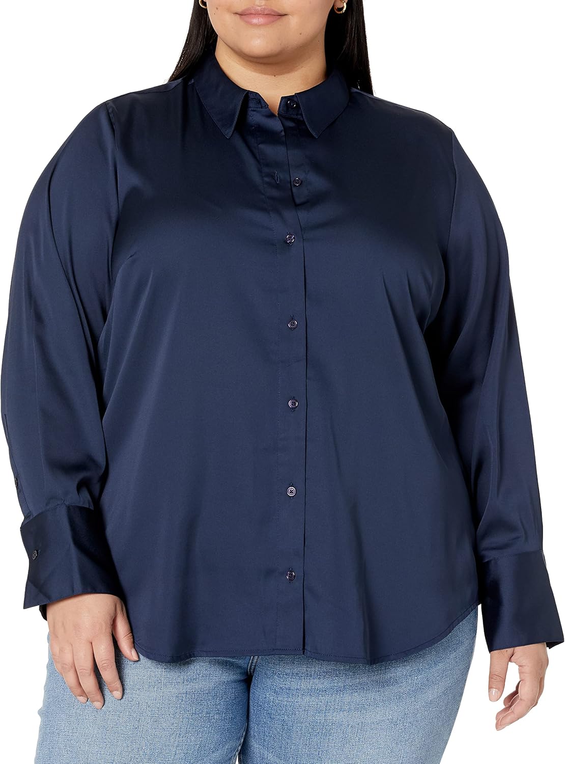 Amazon Essentials Womens Regular-Fit Satin Button Down Blouse (Available in Plus Size) - Image 5