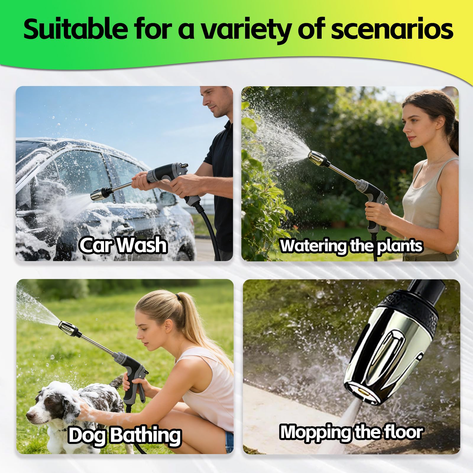 Pistola de Agua a Presión, Pistola Presión Agua para Manguera, Boquilla de Riego Multifunción para Jardín, Limpieza de Coches, Patio y Exteriores