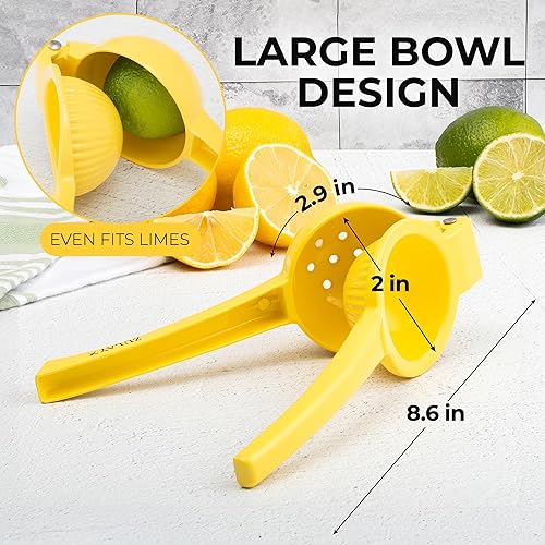 Miniatura 3 de Zulay Kitchen Exprimidor de limón de metal, exprimidor de limón de mano, exprimidor de cítricos fácil de usar, prensa manual para extraer la mayor