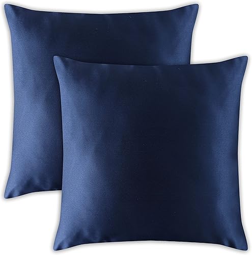 Craftbot - Juego de 2 fundas de almohada de satén de alta calidad, color azul marino, fundas de almohada decorativas de 12 x 12 pulgadas, con forro