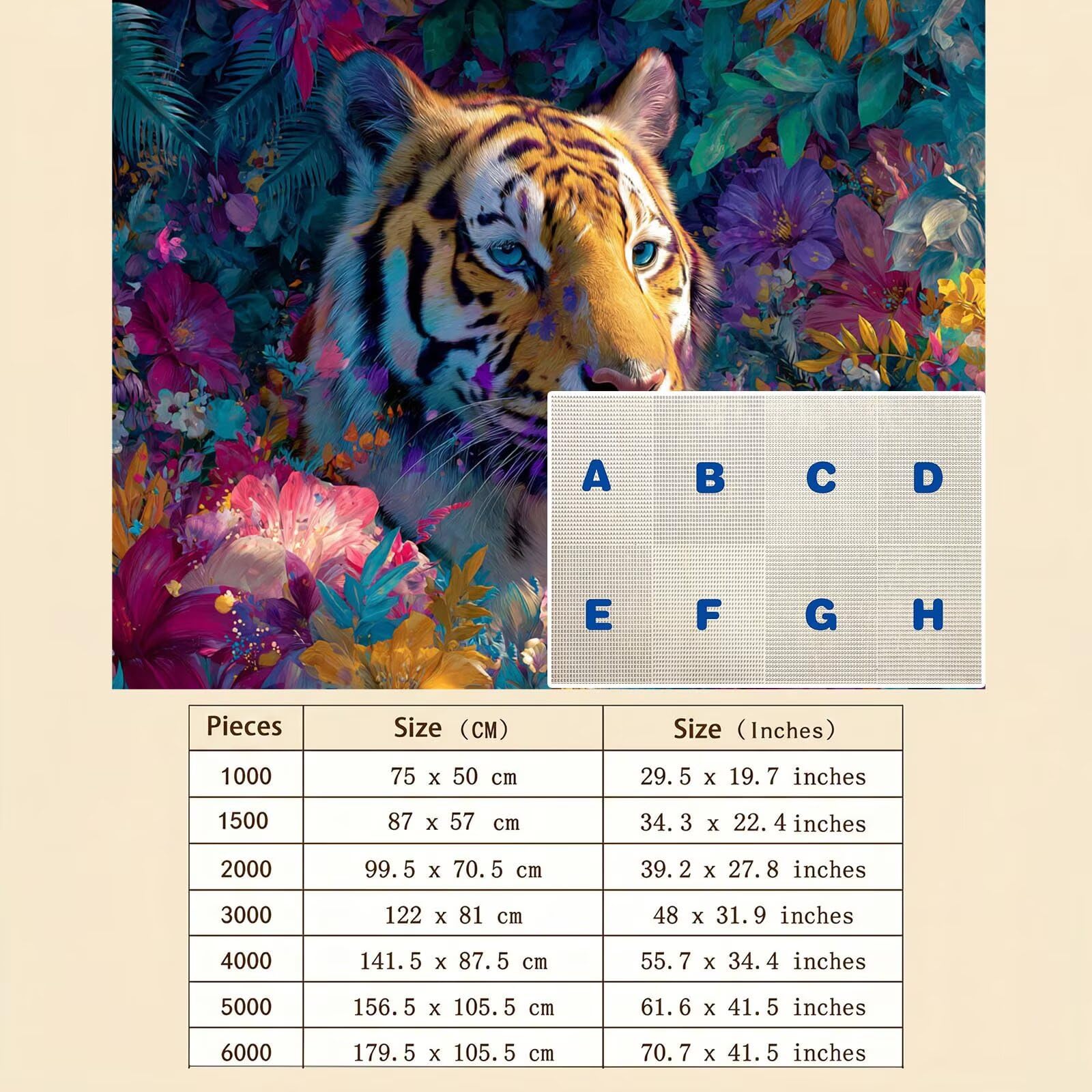 Puzzle 2000 Pezzi Classici, Puzzle tigre foresta-2 99 x 70 cm, Gioco Educativo e Antistress in Legno con Poster Incluso, Ttività DIY per Famiglia, Regalo per Appassionati, Decor Parete Casa, f0-620