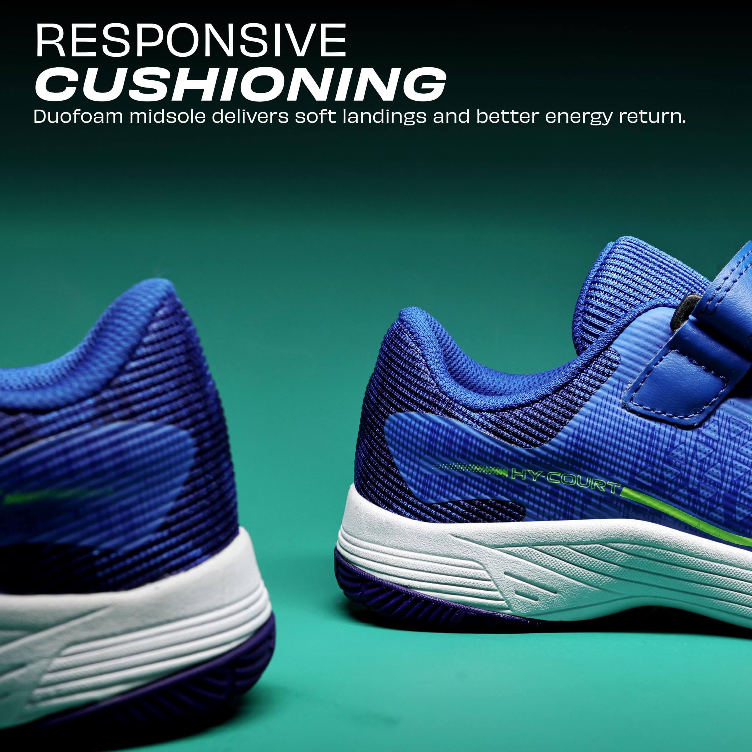 Nivia Hy-Court 3.0 Badminton Shoes for Kids, Indoor Court Shoes for Boys/Girls, Lightweight Non-Marking with Cushioned Comfort, Durable Grip & Breathable Mesh Upper for Junior Players (Blue, UK11) 4