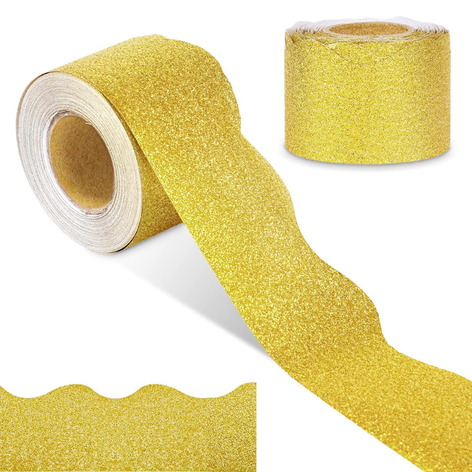 65 Feet Gold Glitter Bulletin Board Borders Scalloped Bulletin Board Borders Shine Decorative Bulletin Board Trim for School Classroom Decoration-image-28