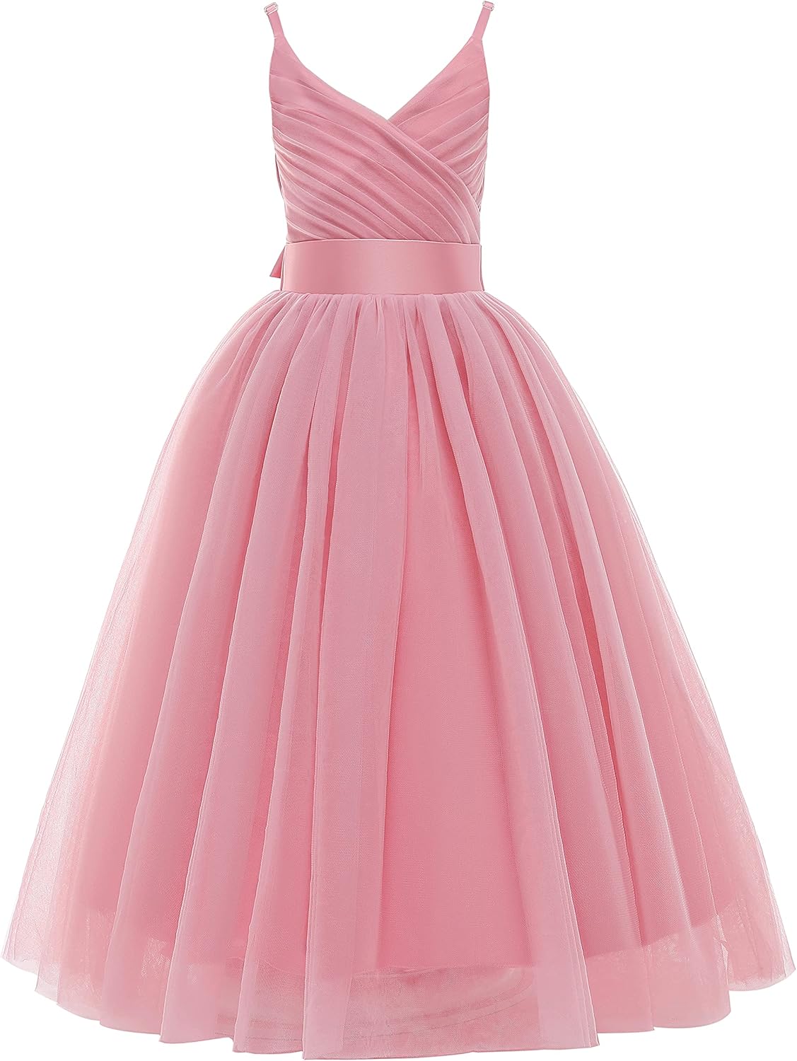 Glamulice Flower Girls Spaghetti Strap Tulle Dress Long A Line Wedding Pageant Dresses Princess Birthday Party Ball Gown