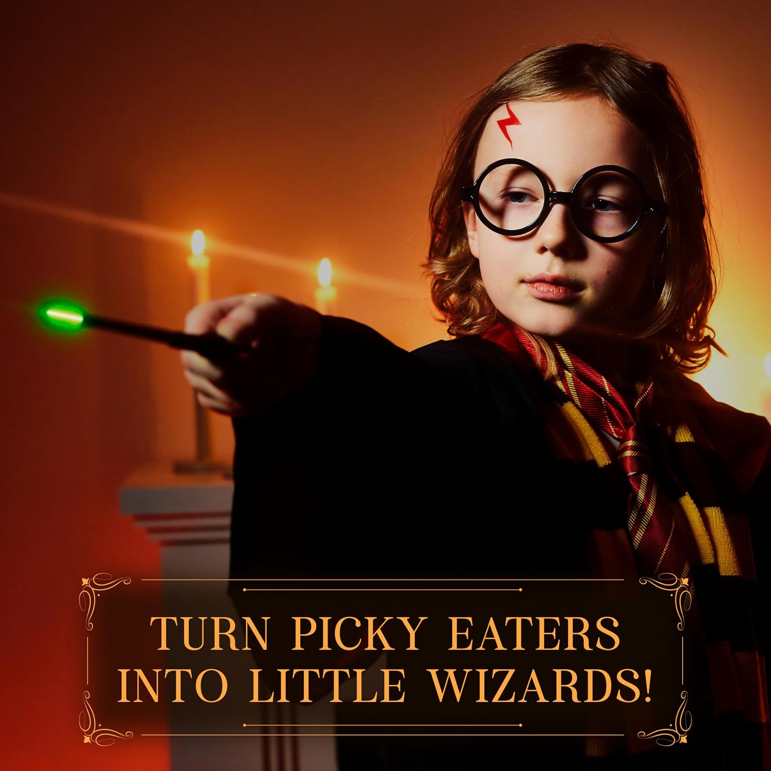 Wand Chopsticks with Light-Up LED Tips, Reusable Chopstick 12 Color Modes, Magic Wand Design, Cool Chopsticks for Adults, Cosplay Wizard Chopstick, Soft Logo Pouch and Gift Box