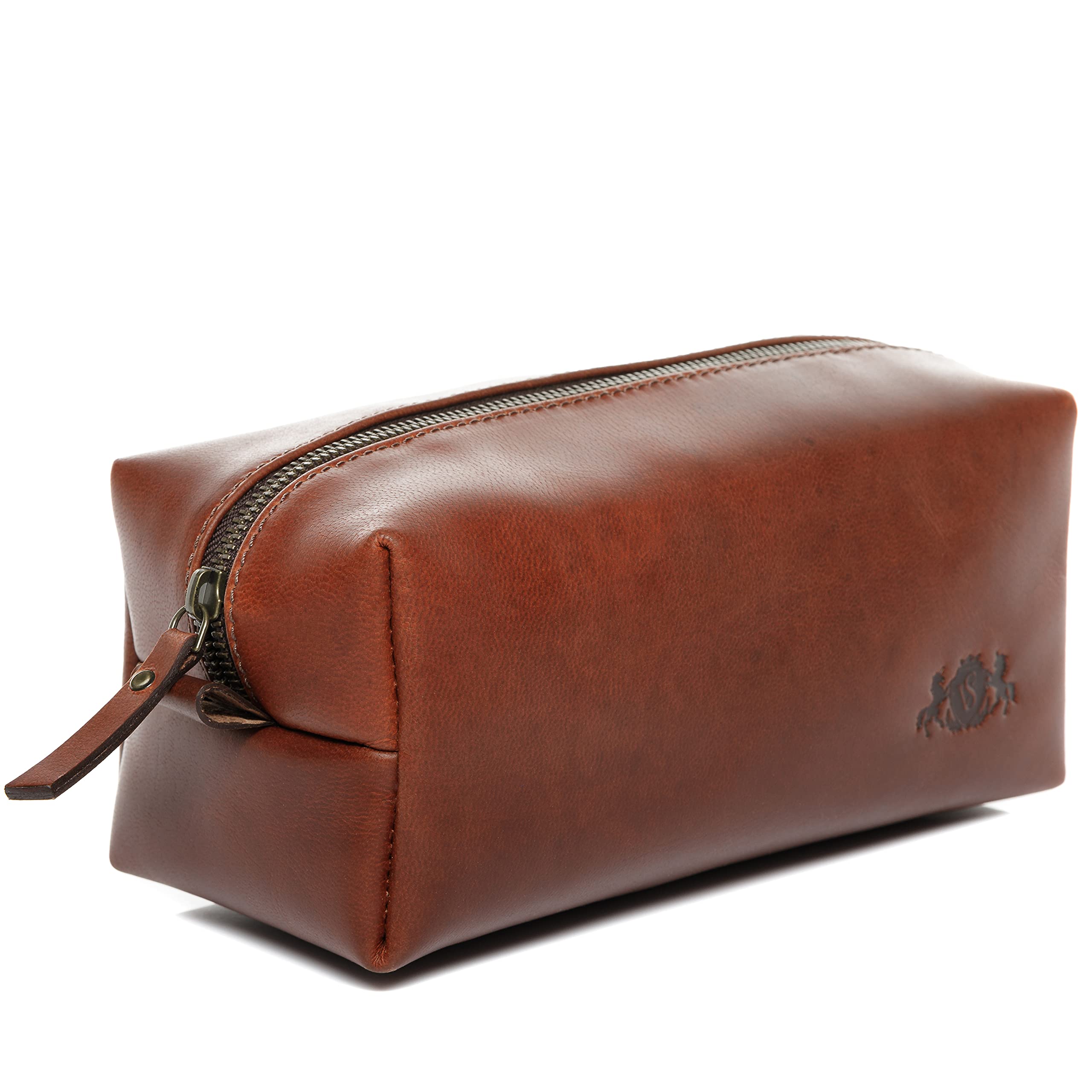 SID & VAIN wash Bag Jay Travel Overnight Wash Gym Shaving Bag for Men's Or Ladies  Real Leather Toiletry Bag Leather Bag Women and Men Brown