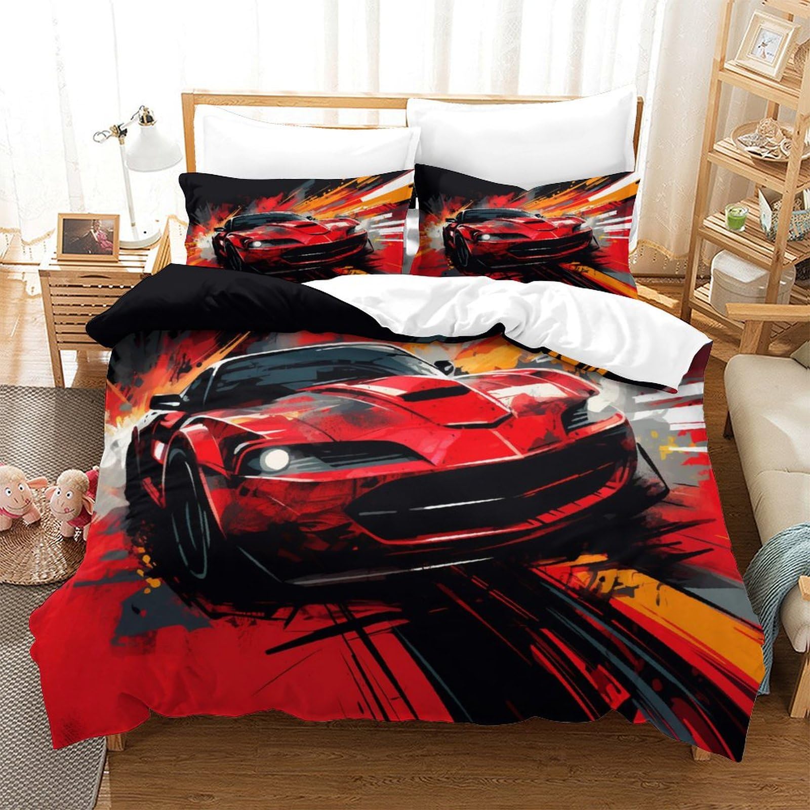 HONGBING Aurace Duvet Cover for Teens And Adults Quilt Cover 3D Print Comforter Covers Soft Microfiber with Zipper Closure with Pillow Cases Bedding Set 3 Pieces Single（140x200cm）