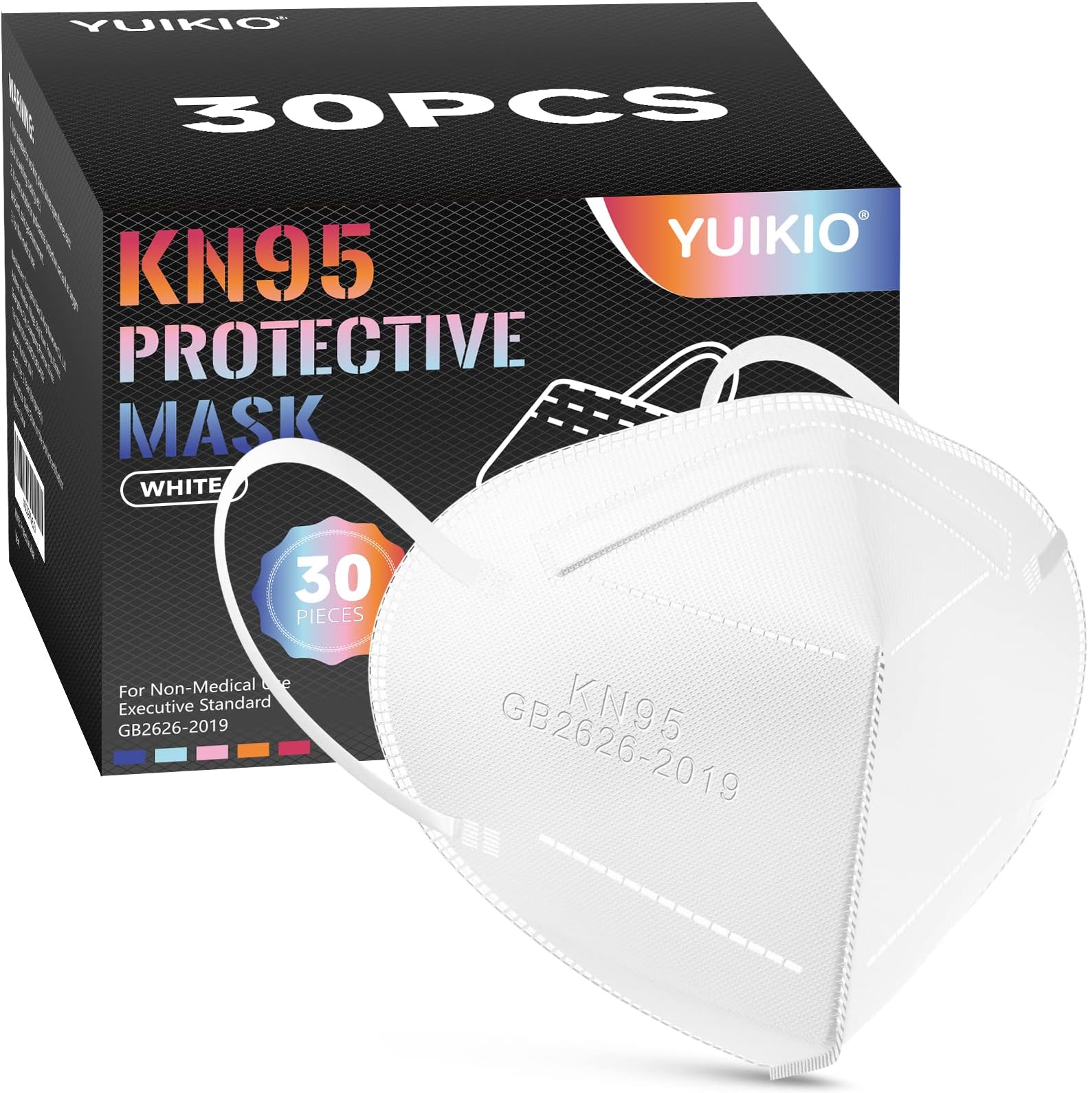 KN95 Face Mask, 30 Pack Protective Masks for Adults, Filter Efficiency≥95%,5 Layers Filter Safety Mask Against PM2.5 Disposable Respirator Masks in Bulk (White)