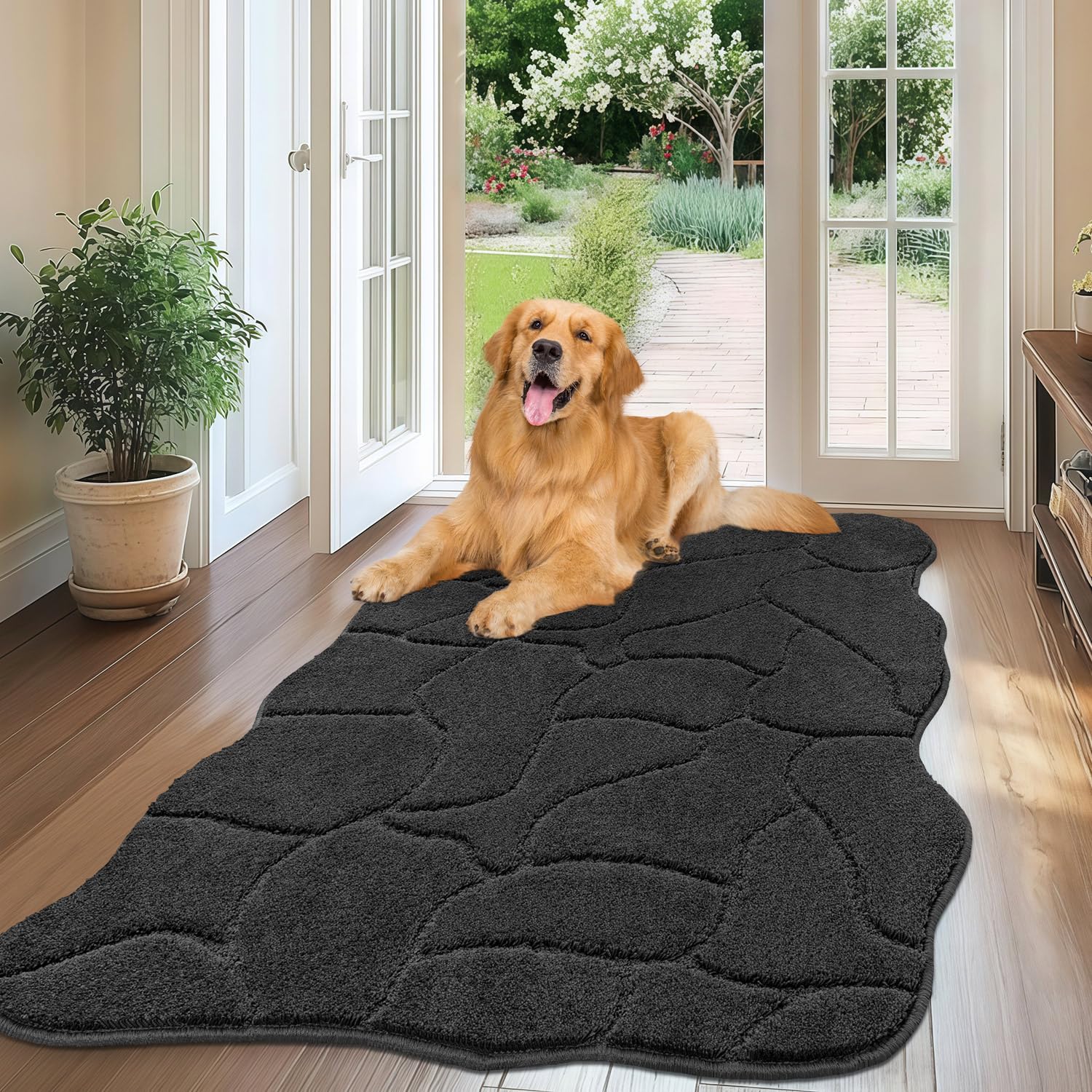 BSICPRO Large Dog Door Mat for Mud Paws, 32x47 Absorbent Dirt Trapper Long Door Mat, Non-Slip Washable Mud Mat for Dogs, Microfiber Soft Pet Rug Mat