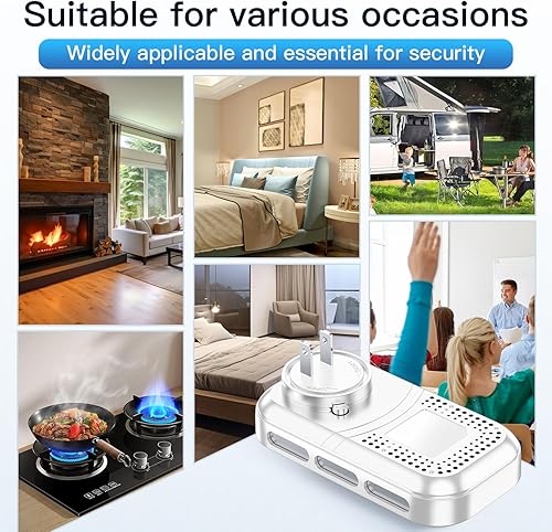 Miniatura 8 de Detector de monóxido de carbono enchufable 5 en 1 y detectores de gas natural combustibles y humo combinados, batería de respaldo integrada,