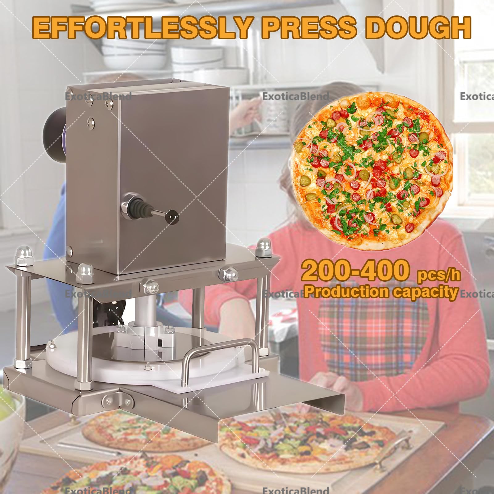 Elektryczna prasa do ciasta, elektryczna prasa do pizzy, mała komercyjna prasa do pizzy, do wałkowania pizzy i różnych ciast 25cm