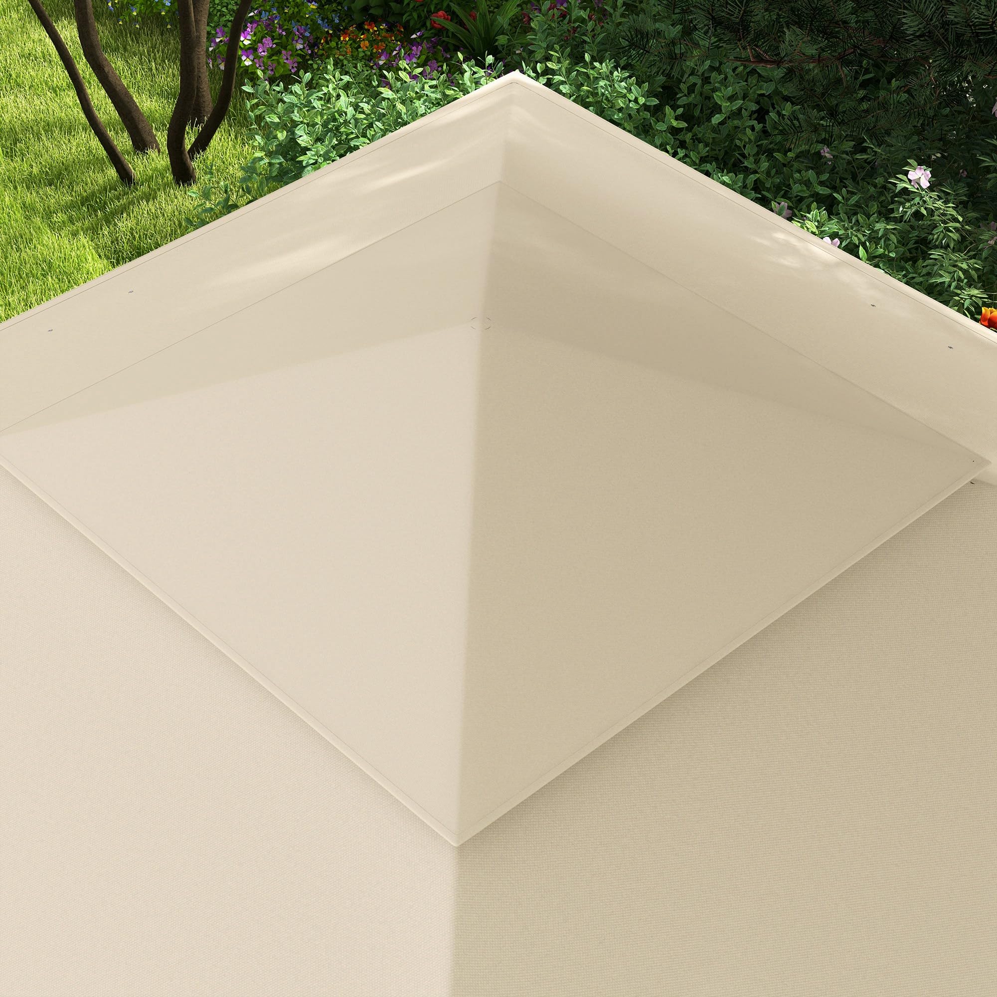 Outsunny Gazebo da giardino pieghevole pop-up Barum, 3 x 3 m, poliestere metallico, protezione UV impermeabile, zanzariera + borsa di trasporto, crema