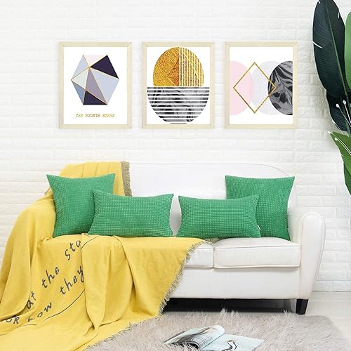 Miniatura 6 de HWY 50 Juego de 2 fundas de cojín de pana verde de 18 x 18 pulgadas, fundas decorativas suaves y sólidas para sofá, cama, sala de estar, textura de