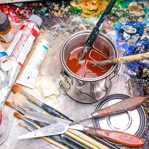 Miniatura 6 de Arandela de pincel, limpiador hermético de cepillo de acero inoxidable para pintura al óleo acrílico, arandela de cepillo con cuentas de limpieza y