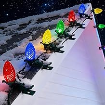TW SHINE C9 Christmas Lights Outdoor with 100 Count Clips, 100 LED 66 FT Christmas String Lights Timer, Waterproof Connectable for Xmas Tree House Decorations (Multi-Colored)