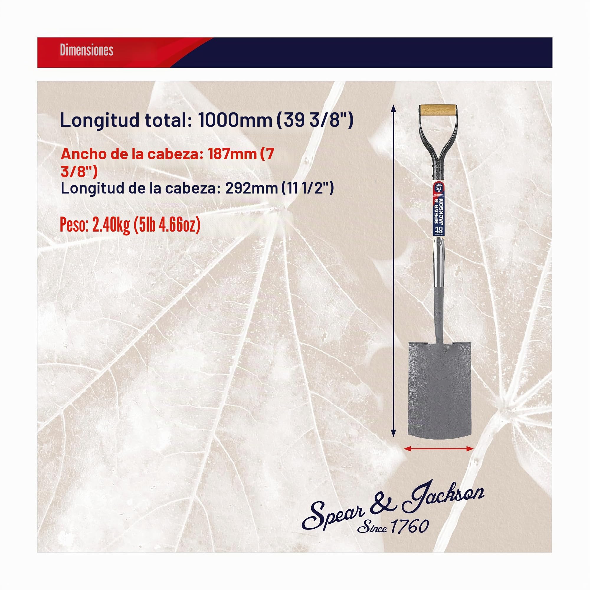 Spear & Jackson 1071AL Pala de Cavar Profesional Neverbend con Suela