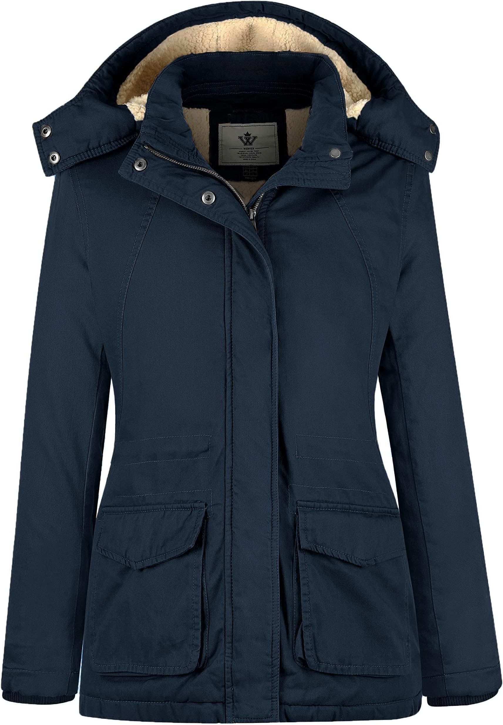 Women's Winter Warm Sherpa Lined Jacket Heavy Parka Coat with Hood
