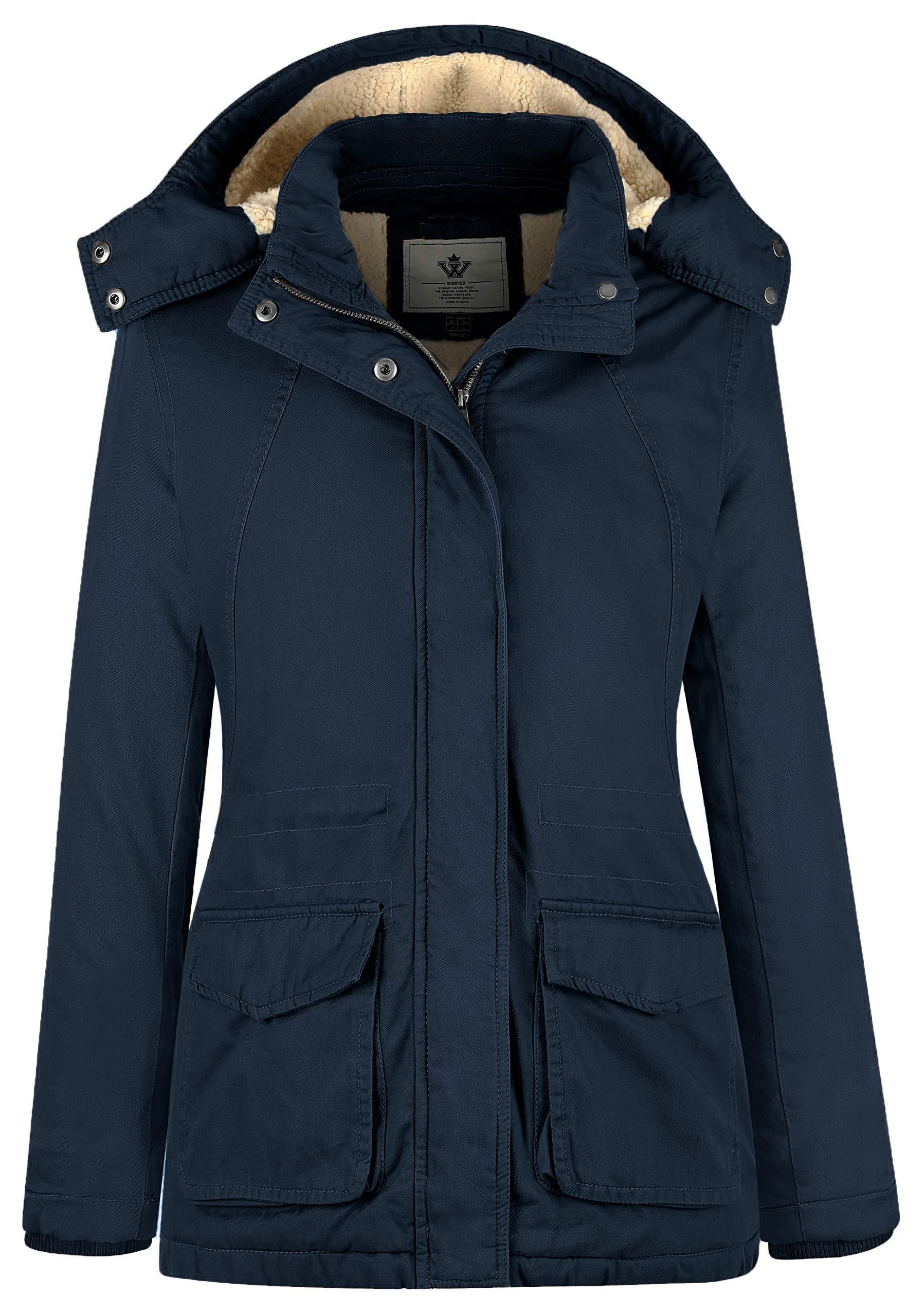 WenVen Women's Winter Warm Sherpa Lined Jacket Heavy Parka Coat with Hood
