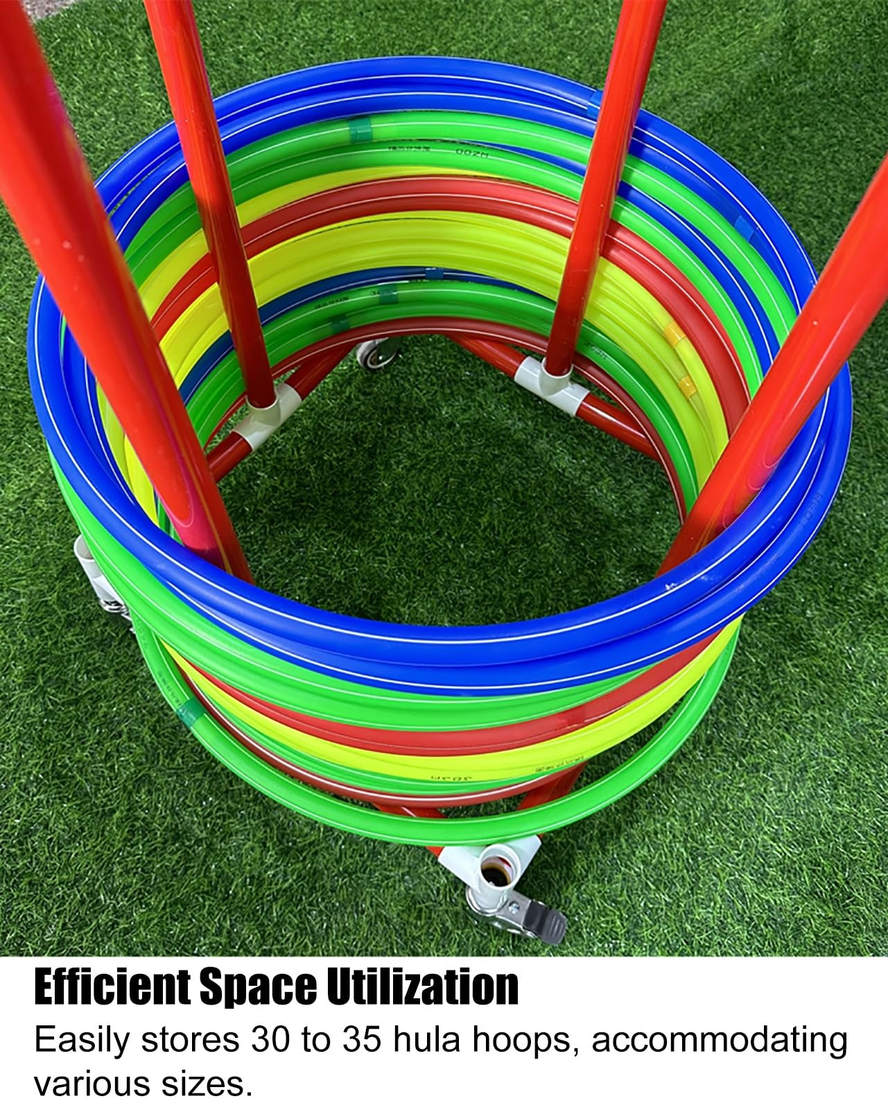 Supporto per Hula Hoop Supporto portatile per hula hoop, supporto mobile per anelli da allenamento con ruote silenziose antiscivolo, carrello espositivo salvaspazio