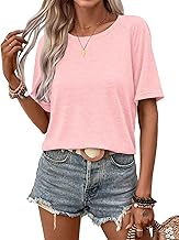 EADINVE Womens Half Sleeve T Shirts Crew Neck Summer Tops Fashion Tee Casual Basic Comfy Outfits Clothes