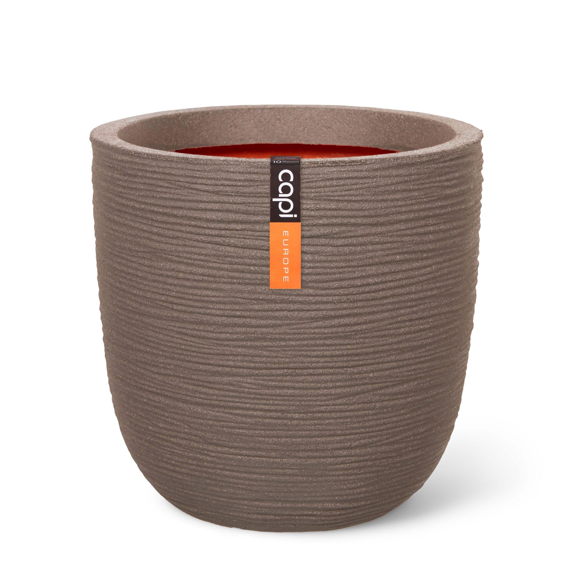 Capi Europe Rib - Warm Taupe - Planter Ball Rib Nl - 35X34 - Warm Taupe - Opening Ø29 - Pot For Indoor And Outdoor Use - Shatterproof - 100% Recyclable - Kwtr932