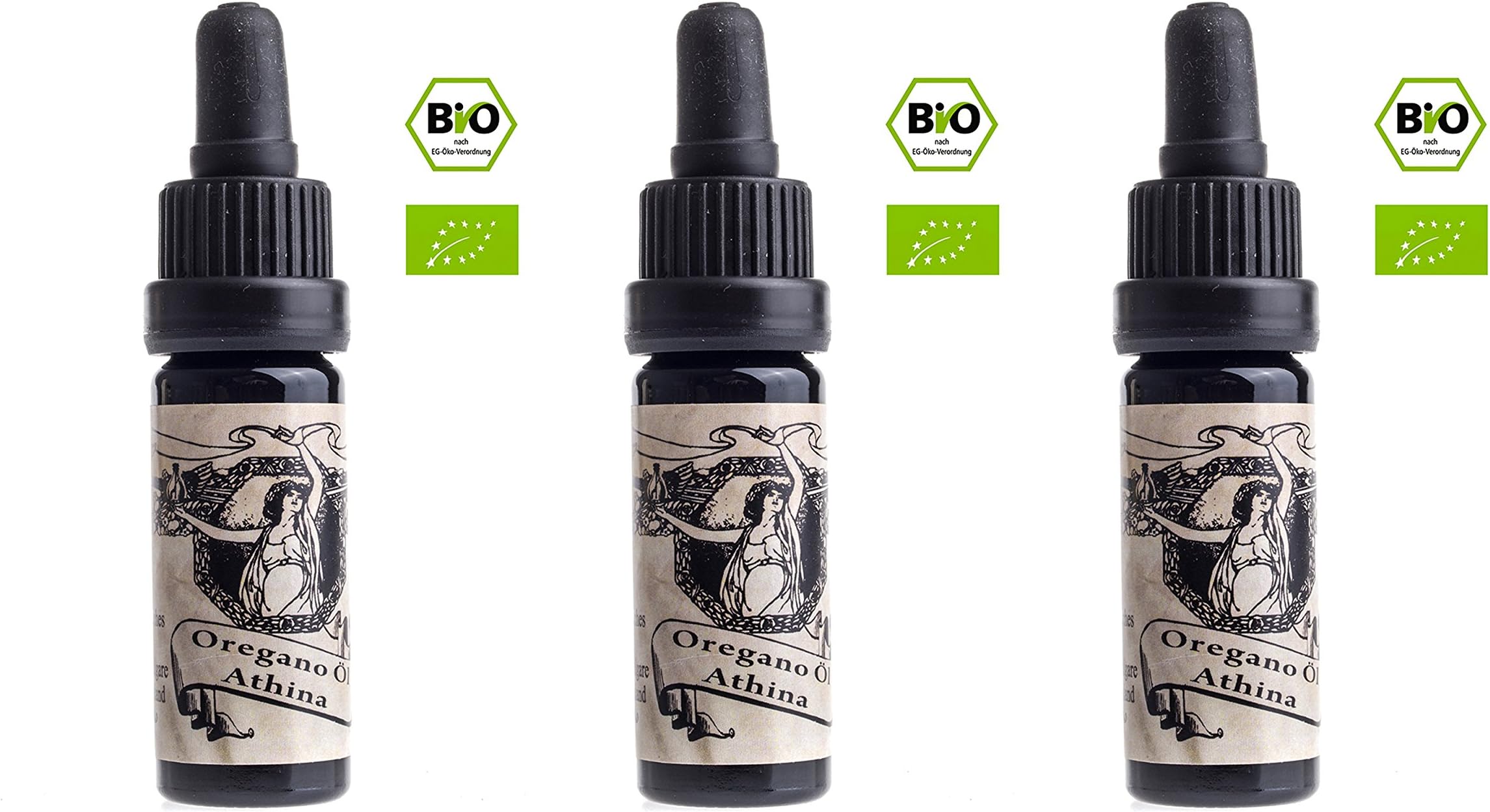 3 X 10 ml Organic Athina Oregano Oil, 100% Essential Oregano vulgare Oil from Greece, 80% Carvacrol, 3 X 10 ml