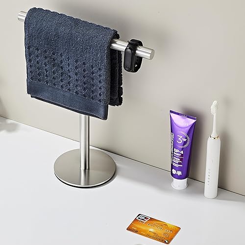 Vista 6 de Toallero de mano de baño, soporte para toallero en forma de T, acero inoxidable SUS304, acabado cepillado, barra de torre para baño, cocina, tocador